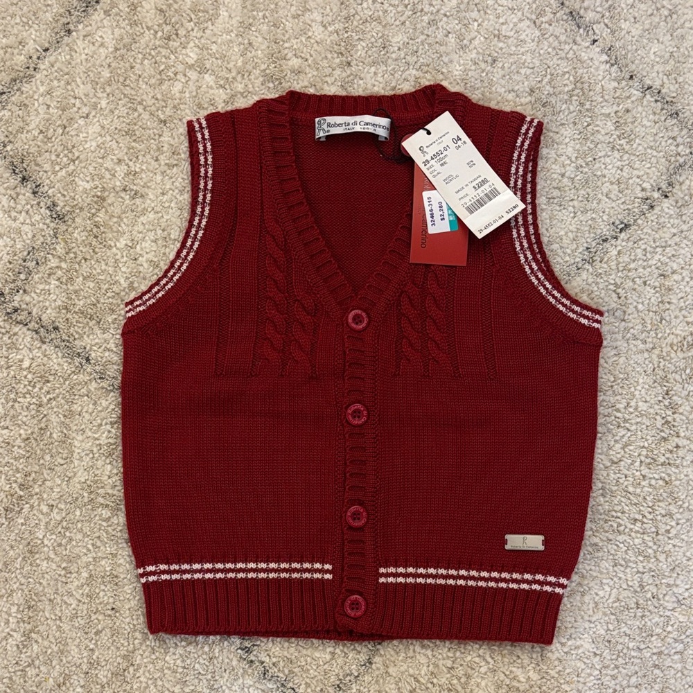 Roberto Cavalli Burgundy Knitted Vest for Kids